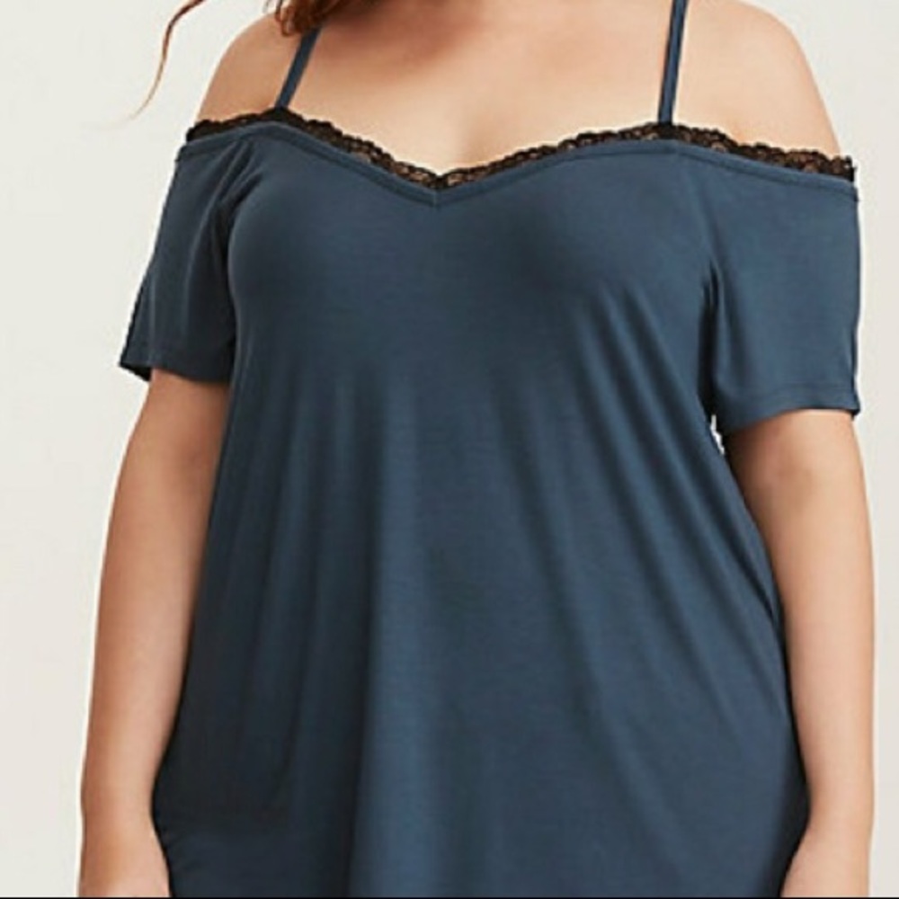 Torrid Cold Shoulder Top with Lace Accent